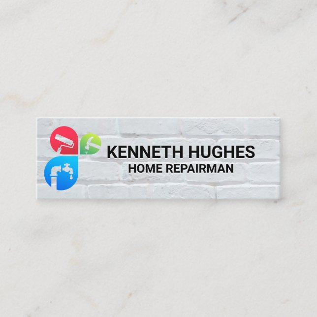 House Repair Services | White Brick Wall Mini Business Card (Front)