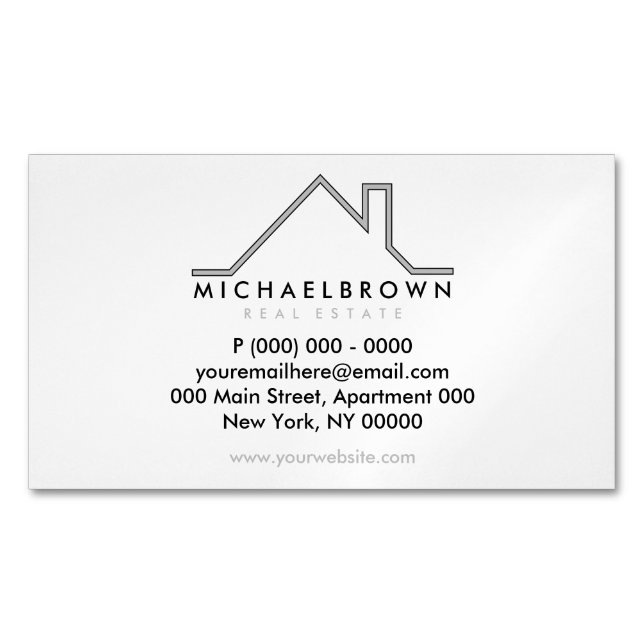 House Roof Grey Black Magnetic Business Card (Front)
