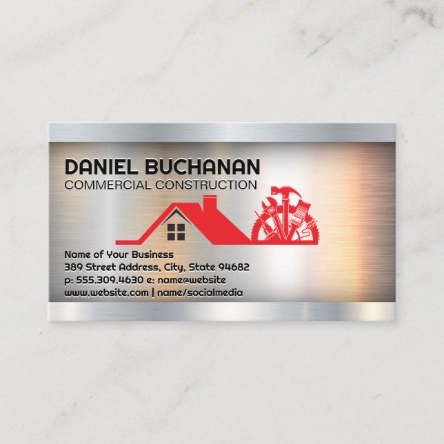 House Roof | Hand Tools | Construction Business Card (Front)