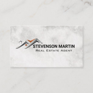 House Roof Logo Marble Business Card