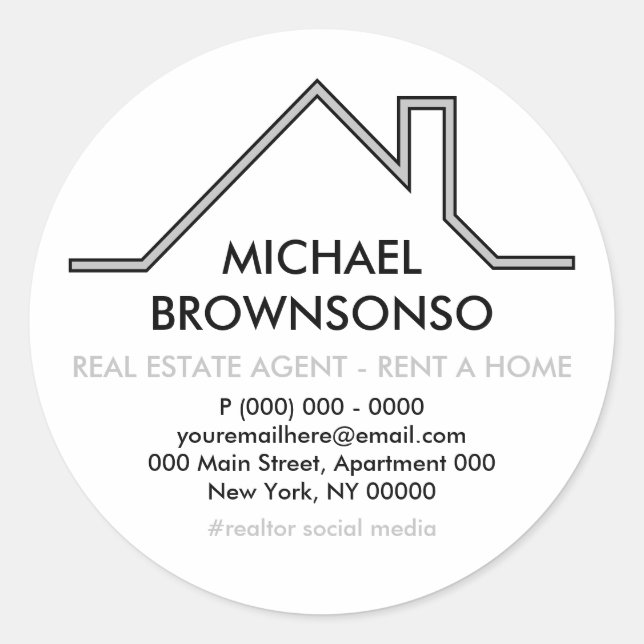 House Roof Logo Real estate agent Business Classic Round Sticker (Front)