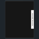 House Rules | Guest Information Section Divider<br><div class="desc">Custom double sided property rental guest book section divider page for a black and white guest book binder. Features a simple modern minimalist design in a classic black and white colour palette with customizable text presented on a coordinating tab. Tab displays custom text shown with the text “HOUSE RULES” in...</div>