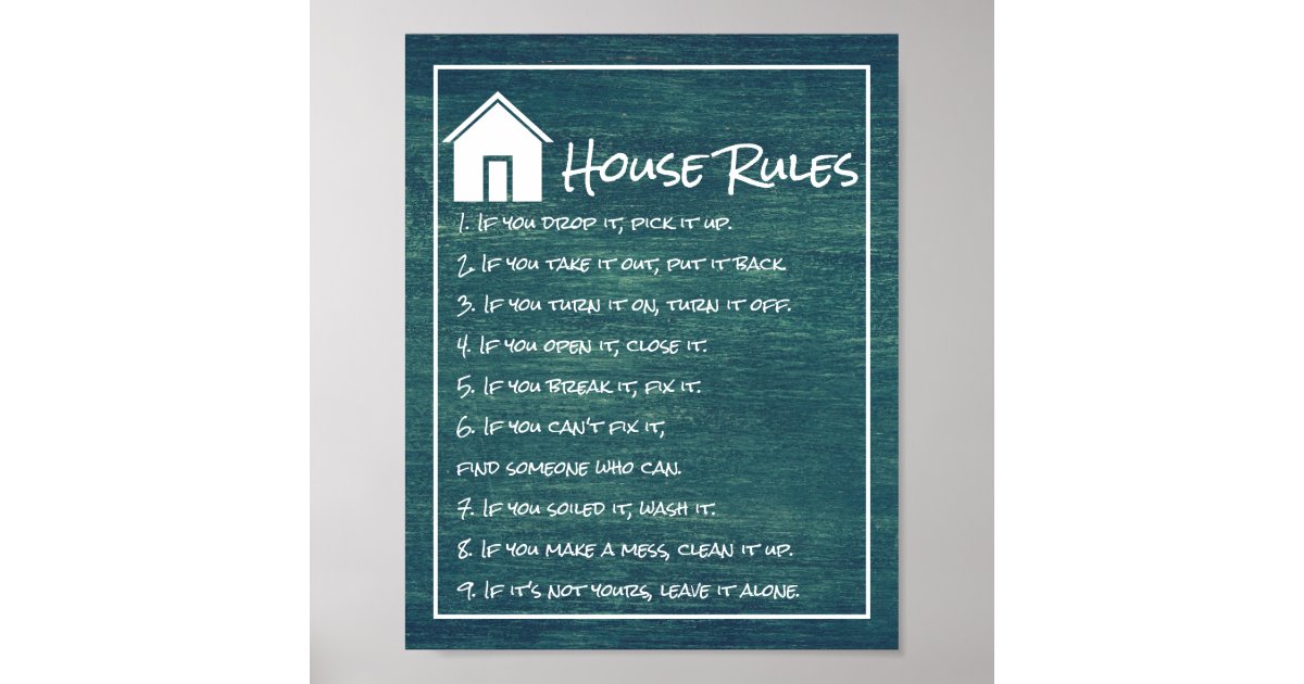 House Rules Poster | Zazzle.ca