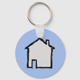 House Sketch. Black and Blue. Keychain