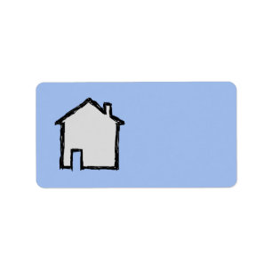 House Sketch. Black and Blue. Label