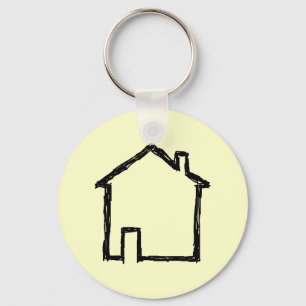 House Sketch. Black and Cream. Keychain