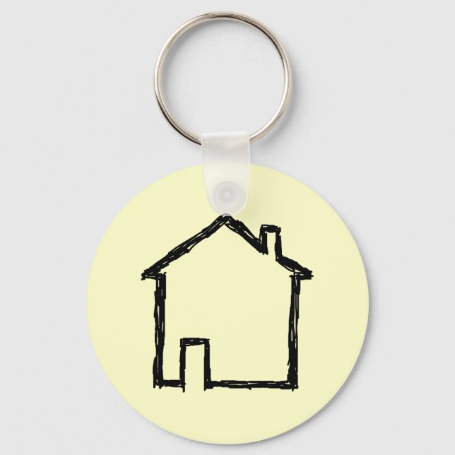 House Sketch. Black and Cream. Keychain (Front)