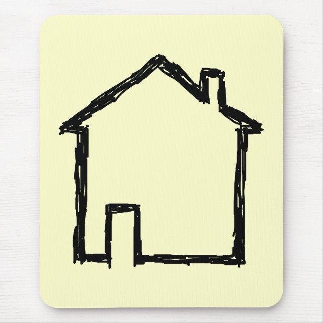 House Sketch. Black and Cream. Mouse Pad (Front)