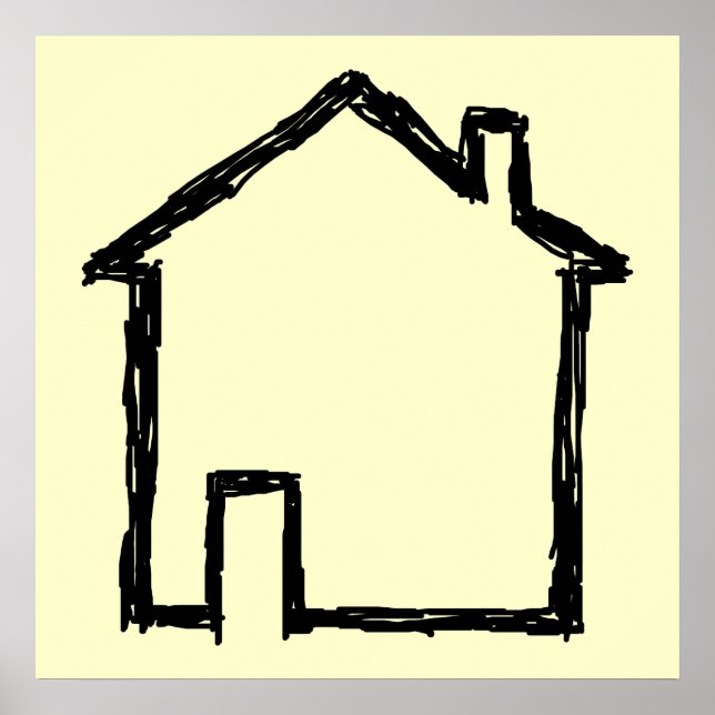 House Sketch. Black and Cream. Poster (Front)