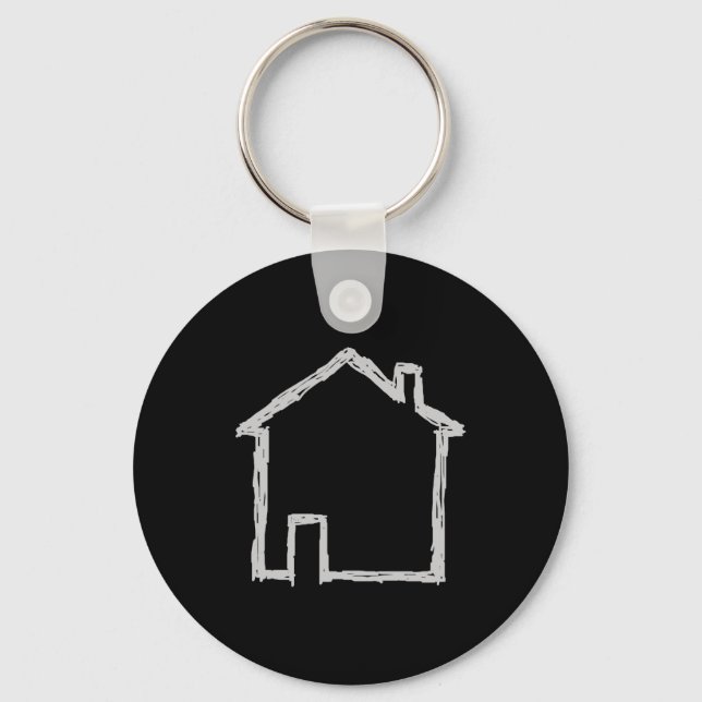 House Sketch. Grey and Black. Keychain (Front)