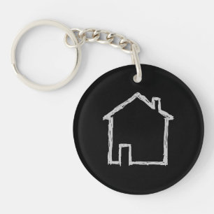 House Sketch. Grey and Black. Keychain