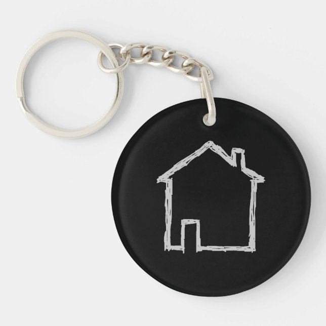 House Sketch. Grey and Black. Keychain (Front)
