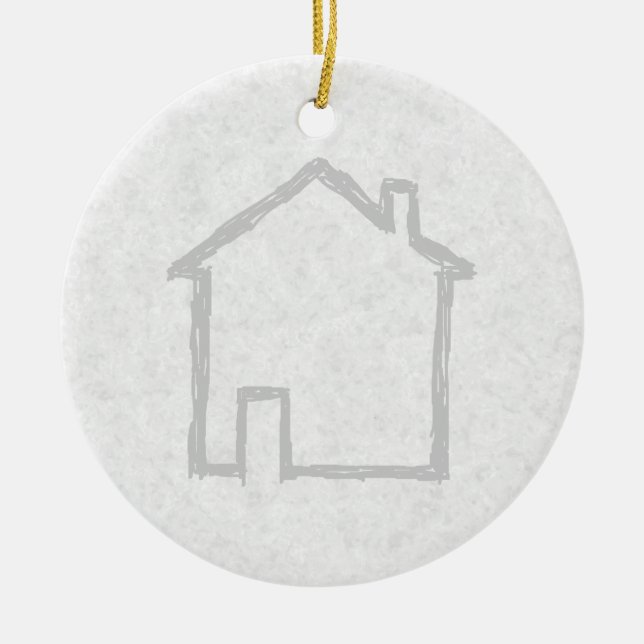 House Sketch. Grey. Ceramic Ornament (Front)
