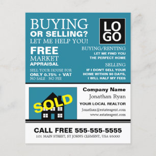 House Sold, Realtor, Estate Agent Advertising Flyer