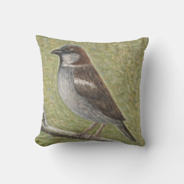 House Sparrow 2008 Throw Pillow (Front)