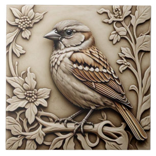 House Sparrow - Arts And Crafts Ceramic Tile