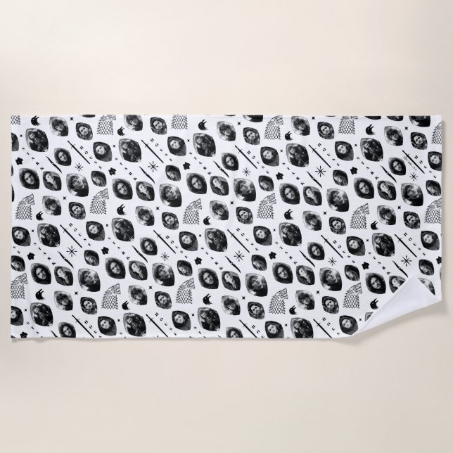 House Stark Icons & Portraits Pattern Beach Towel (Front)