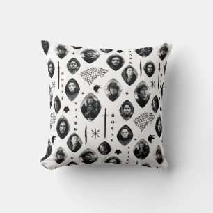 House Stark Icons & Portraits Pattern Throw Pillow