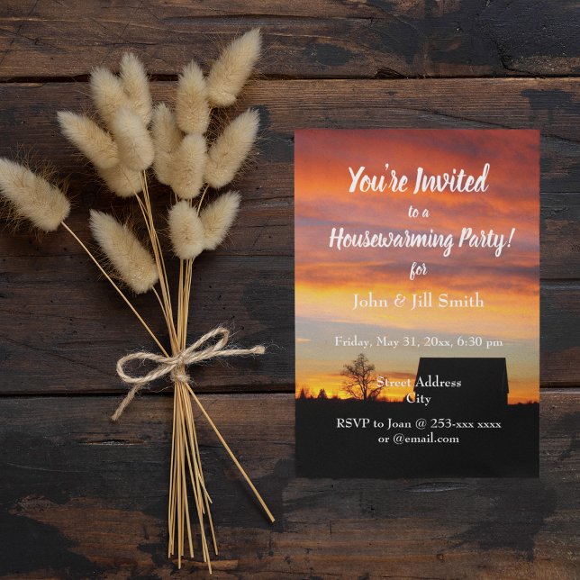 House Sunset Silhouette Housewarming Party Invitation (In Situ)