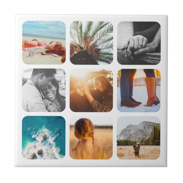 House Tile 9 Photo Template Grid Rounded Frame (Front)