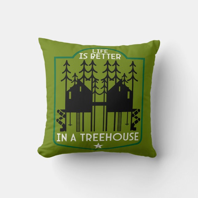 House Treehouse Throw Pillow (Front)