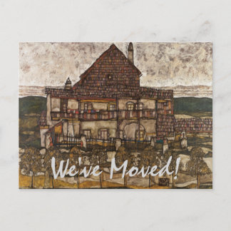 House w Shingle Roof by Schiele, Change of Address Announcement Postcard