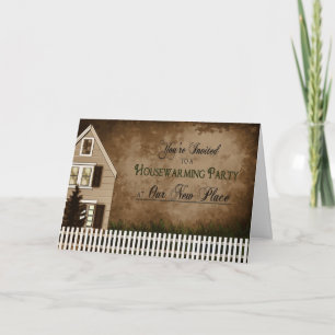 House Warming Invitation - Greeting Card - Brown
