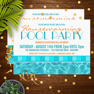House Warming Pool Party Invitations