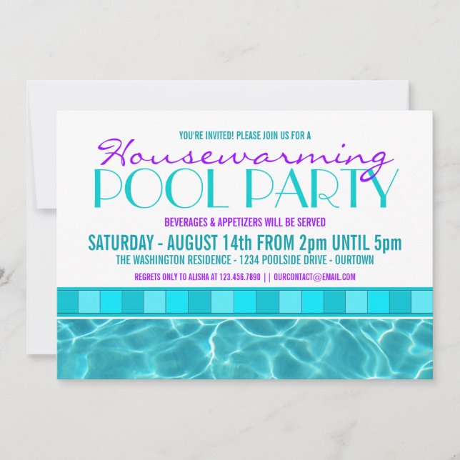 House Warming Pool Party Invitations (Front)