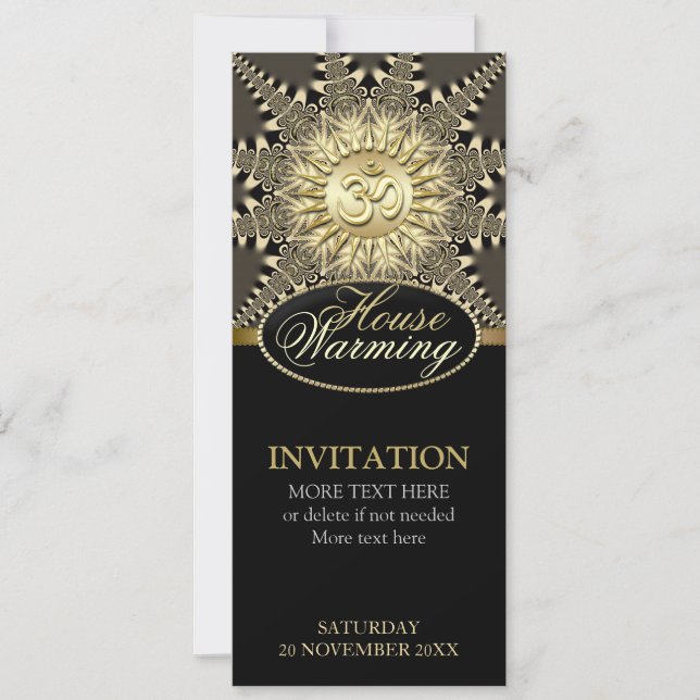 House Warming Vintage Gold OM Party Invitation (Front)
