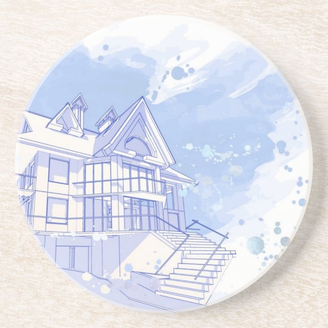 house: watercolor draw coaster (Front)