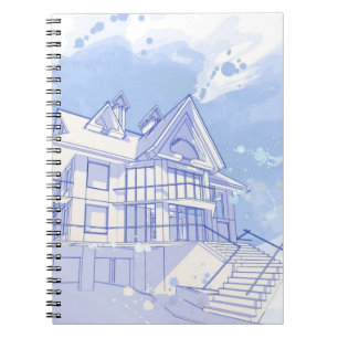 house: watercolor draw notebook