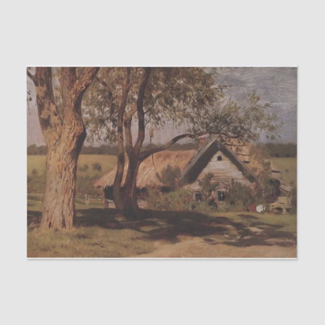 House With Broom Trees by Isaac Levitan Tissue Paper (Front)