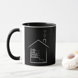 House with Family's Names Personalized Mug