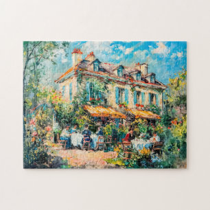 House with garden tables and people jigsaw puzzle