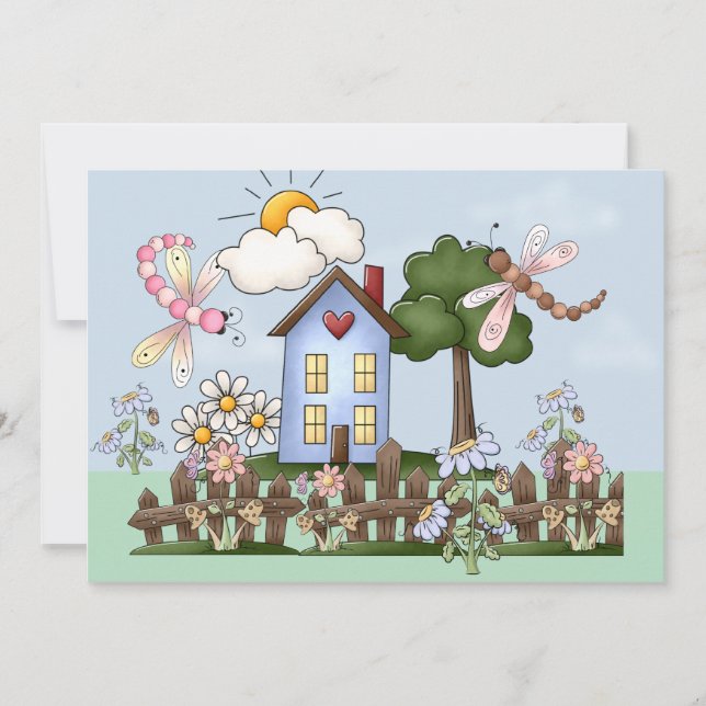 House with Picket Fence Invitation (Front)