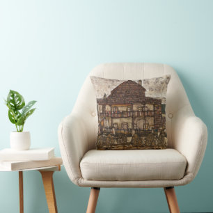 House with Shingle Roof by Egon Schiele Throw Pillow