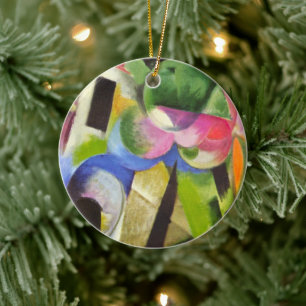 House with Trees by Franz Marc, Vintage Fine Art Ceramic Ornament