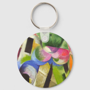 House with Trees by Franz Marc, Vintage Fine Art Keychain
