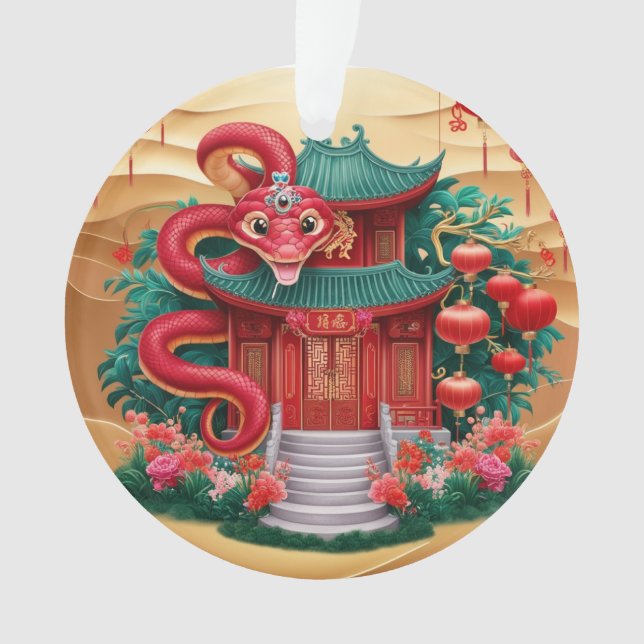 House Wood Snake  Ornament (Front)