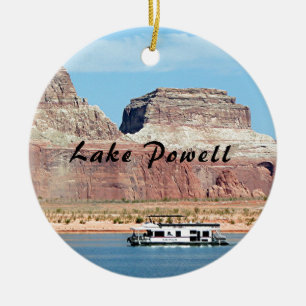 Houseboat, Lake Powell, Arizona, USA 6 (caption) Ceramic Ornament