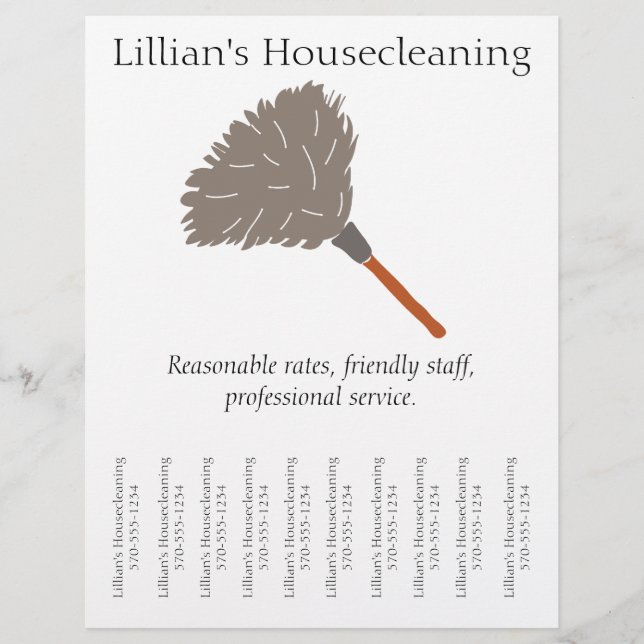 Housecleaning Maid Service Flyer, Tear Off Strips Flyer (Front)