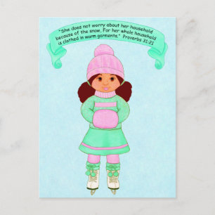 Household clothed in warm garments~Snow~Scripture Postcard