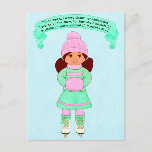 Household clothed in warm garments~Snow~Scripture Postcard (Front)