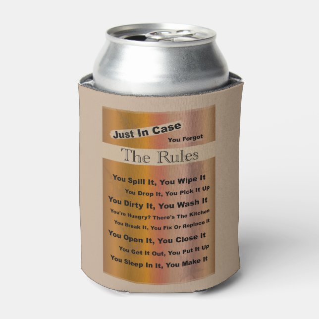 Household Rules Can Cooler (Can Front)