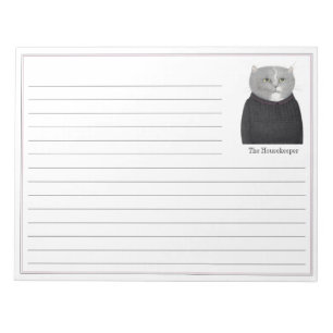 HOUSEKEEPER CAT 11x8.5 Notepad 