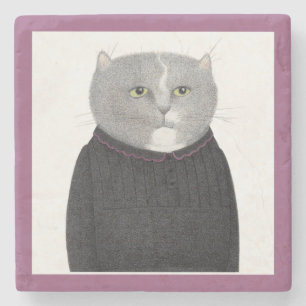 HOUSEKEEPER CAT Marble Stone Coaster