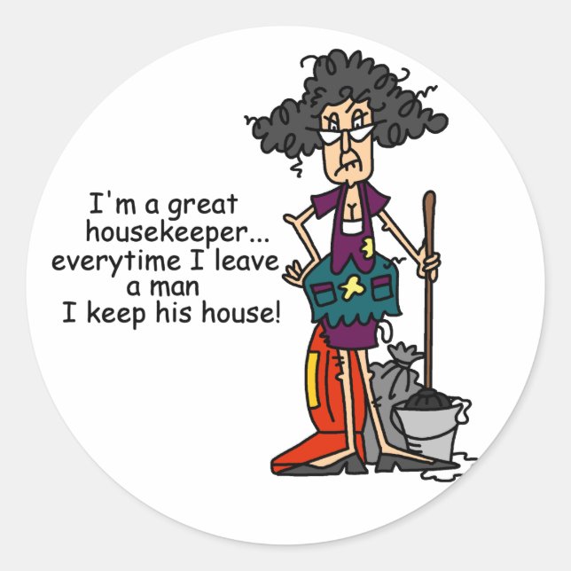Housekeeper Humour Classic Round Sticker (Front)