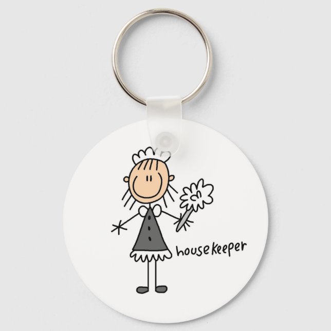 Housekeeper Stick Figure Keychain (Front)