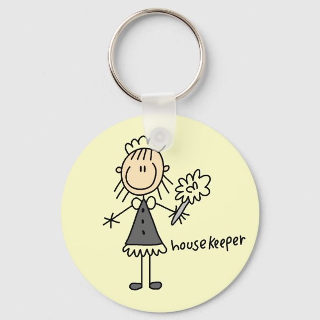 Housekeeper Stick Figure Keychain (Front)